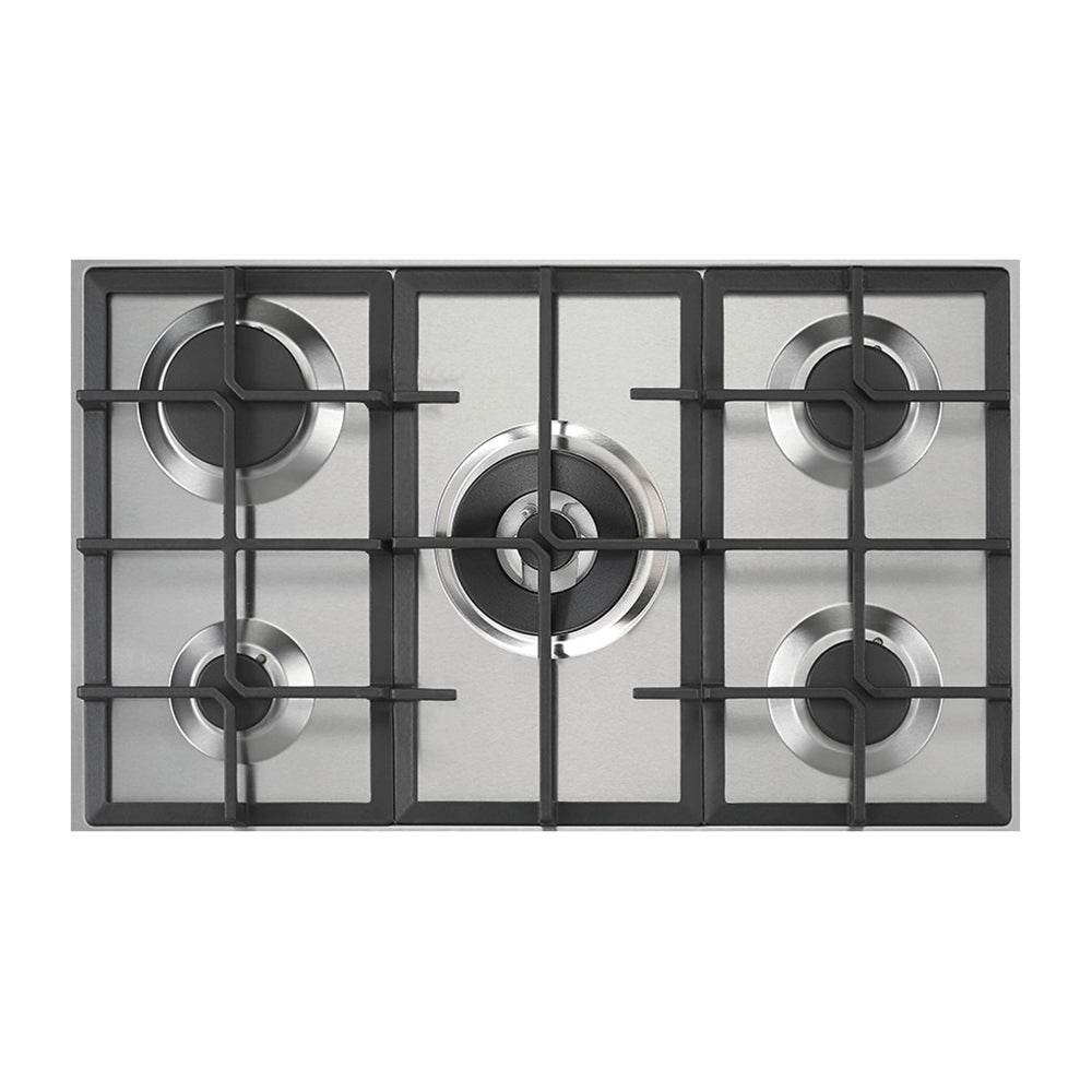 Inalto 70cm Gas Cooktop Stainless Steel with Wok Burner ICGW70S, Top view 2