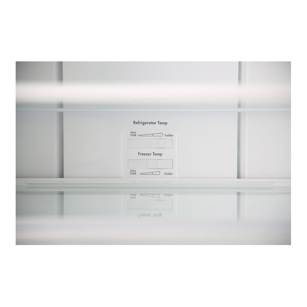 Kelvinator KBM4502AA 453L Bottom Mount Fridge Artic Silver, Temperature panel perspective view