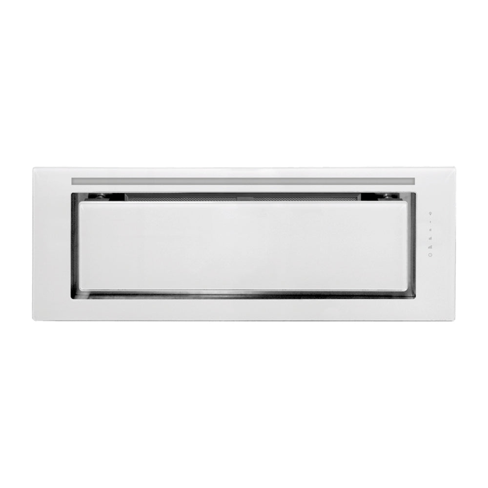 Schweigen KLS-9GLASSSP IN. Silent White Glass Undermount Rangehood  90cm Isodrive SP Motor