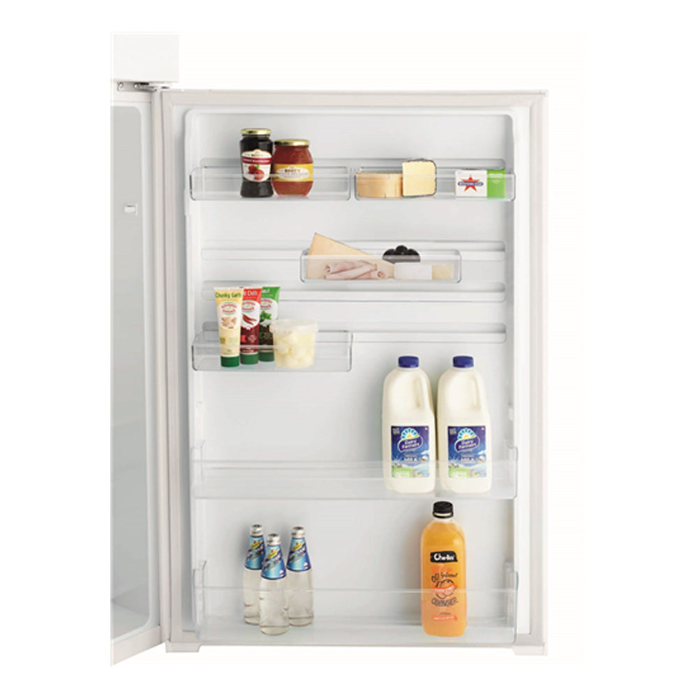 Kelvinator KTM5402WCR 503L Top Mount Fridge White, Door shelf view full of bottles and jars