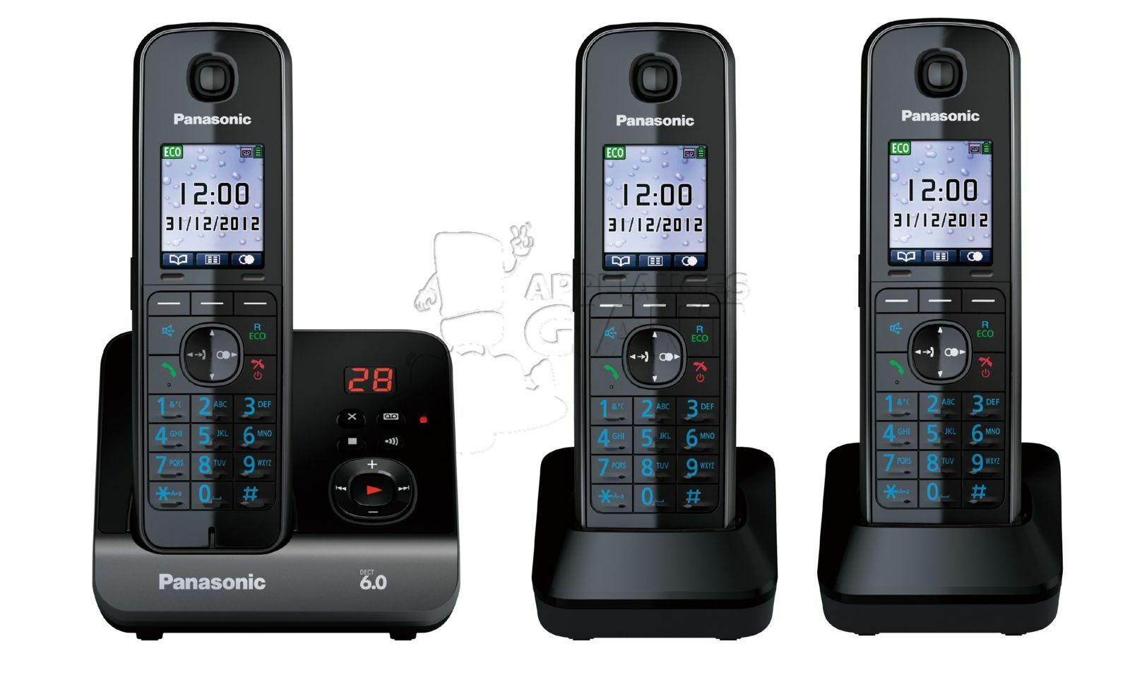 Panasonic Cordless Phone - Triple Pack - KX-TG8163ALB, Image 1