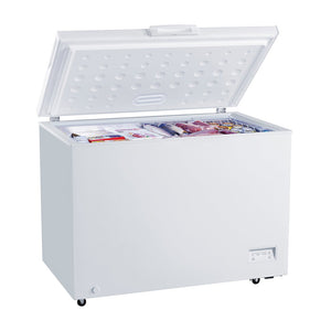 Lemair 316L Chest Freezer LCF316, Front right view with top open