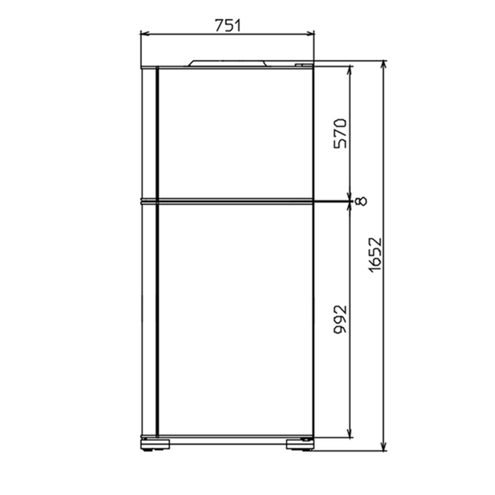 Mitsubishi MR508EKSBA 508L Top Mount Fridge Stainless Steel, Dimensions