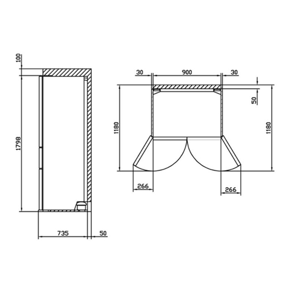 Mitsubishi 630L French Door Fridge MRLX630EMGBK, Dimensions