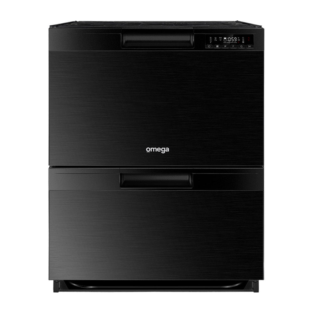 Omega ODD614XBLACK 60cm 14 Place Double DishDraw Built Under Dishwasher