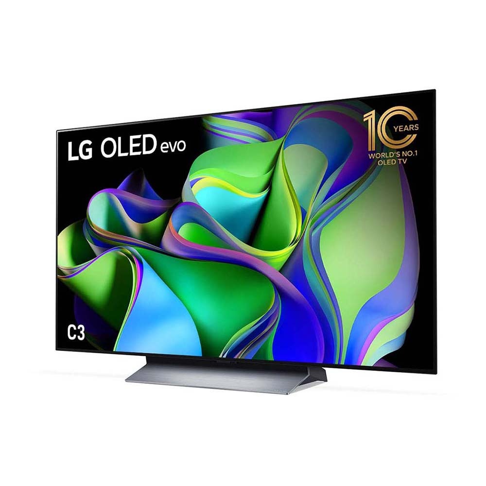 LG OLED48C3PSA C3 48 Inch OLED evo TV with Self Lit OLED Pixels, Front left view