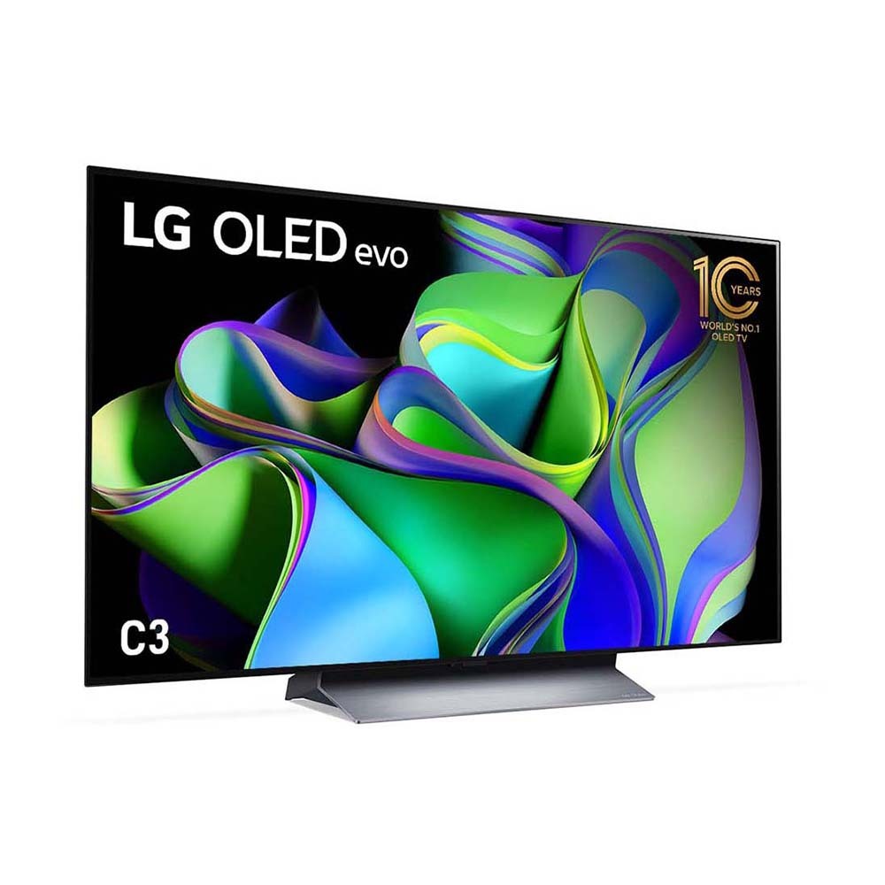 LG OLED48C3PSA C3 48 Inch OLED evo TV with Self Lit OLED Pixels, Front right view