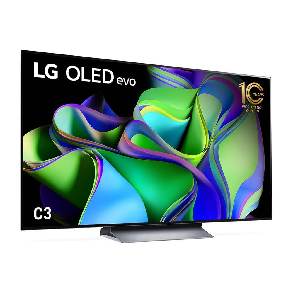 LG OLED55C3PSA C3 55 Inch OLED evo TV with Self Lit OLED Pixels, Front right view
