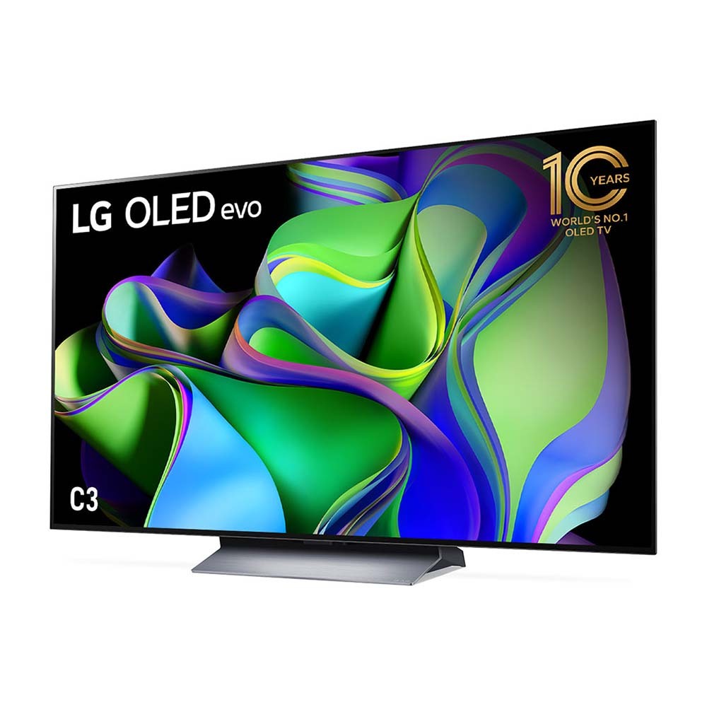 LG OLED55C3PSA C3 55 Inch OLED evo TV with Self Lit OLED Pixels, Front left view