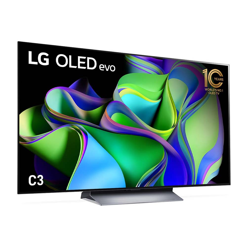 LG OLED65C3PSA C3 65 Inch OLED evo TV with Self Lit OLED Pixels, Front right view