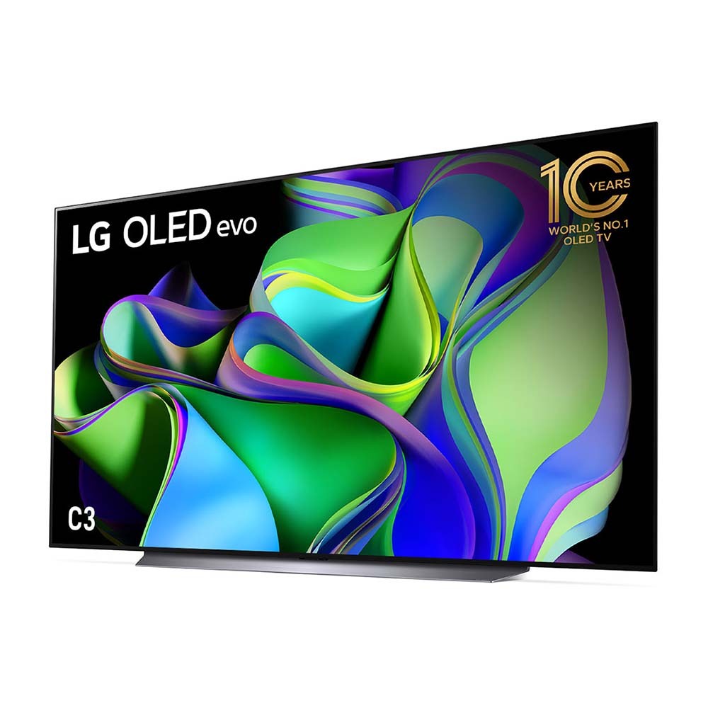 LG OLED83C3PSA C3 83 Inch OLED evo TV with Self Lit OLED Pixels, Front left view
