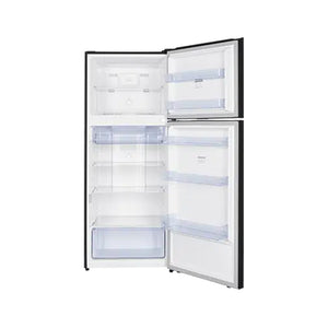 TCL 415L Top Mount Fridge Black P454TMB,  Front view with doors open