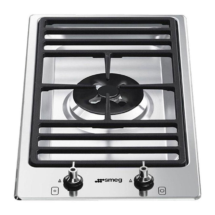 Smeg PGA31G Stainless Steel 30cm Domino-Style Top Mount Gas Cooktop, Top view