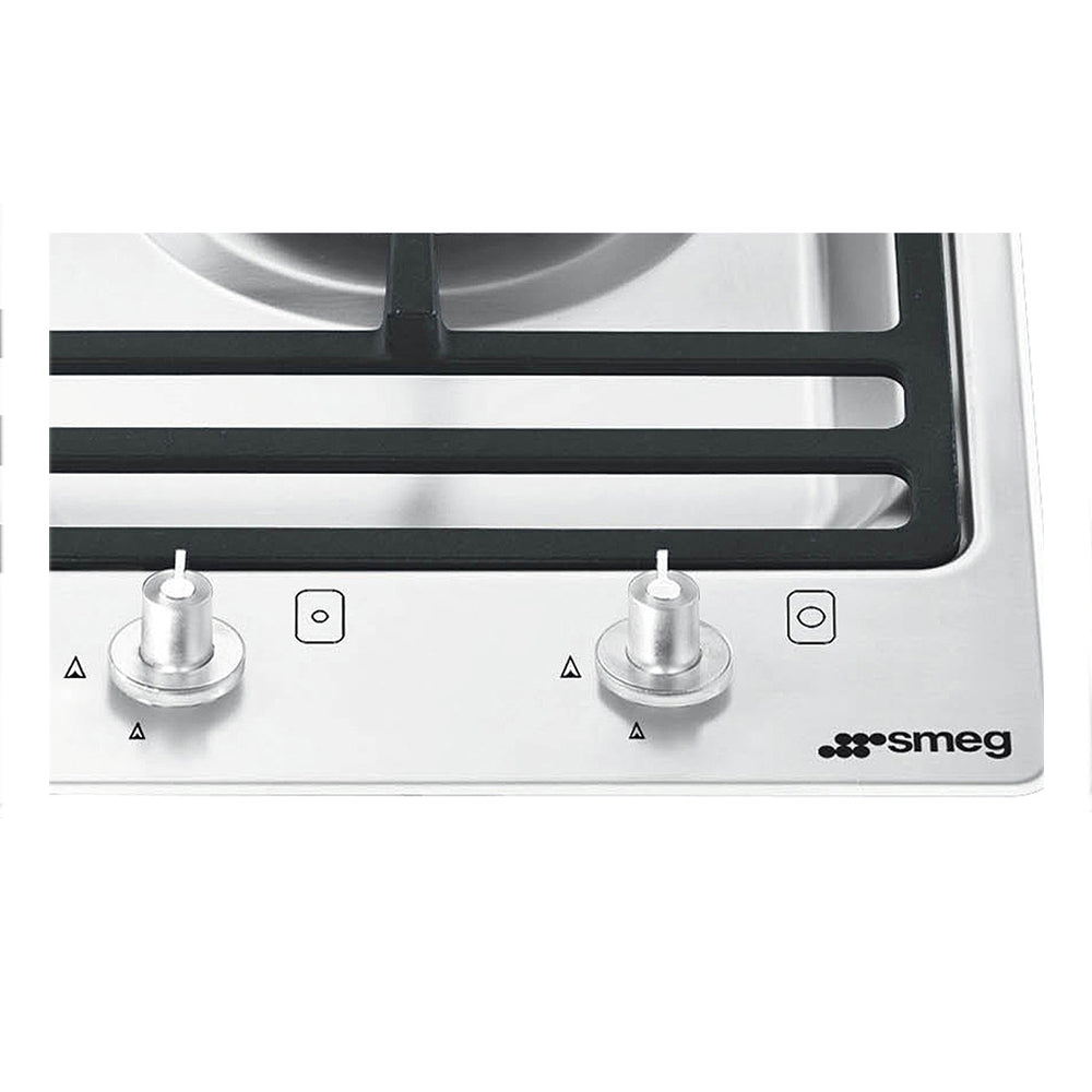 Smeg PGA31G Stainless Steel 30cm Domino-Style Top Mount Gas Cooktop, Control panel view