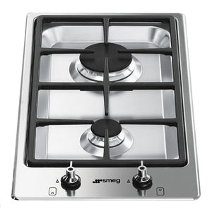 Smeg 30cm Domino Gas Cooktop Stainless Steel PGA32G, Top view