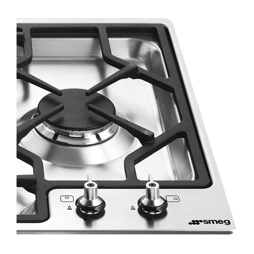 Smeg 60cm Gas Cooktop Stainless Steel PGA64, Cooktop view 2