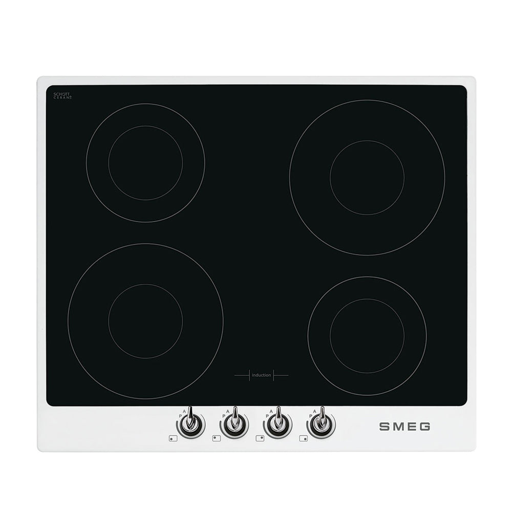 Smeg PI964B 60cm Electric Induction Hob, White, Top view