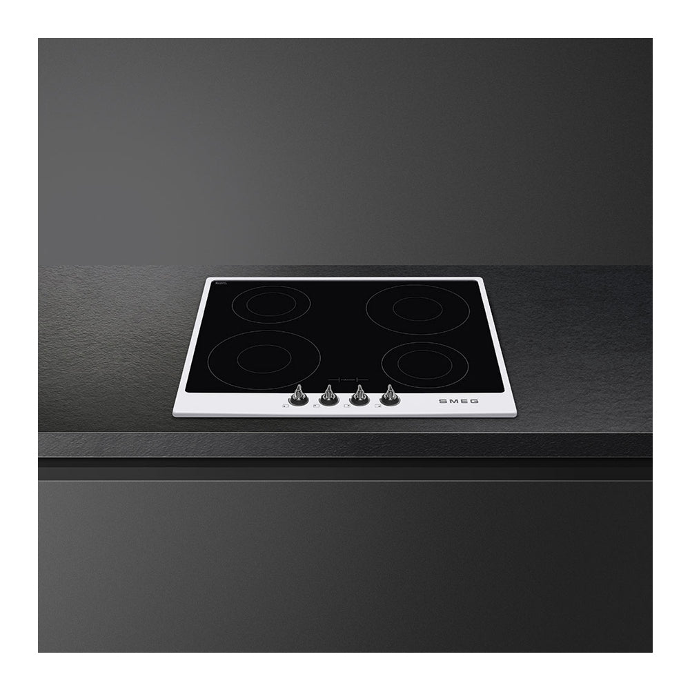 Smeg PI964B 60cm Electric Induction Hob, White, Front top view