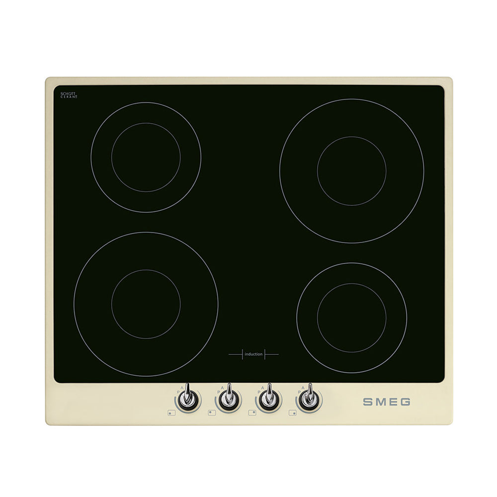 Smeg PI964P 60cm Cream Electric Induction Hob, Top view