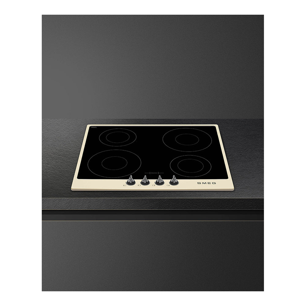 Smeg PI964P 60cm Cream Electric Induction Hob, Top view 2