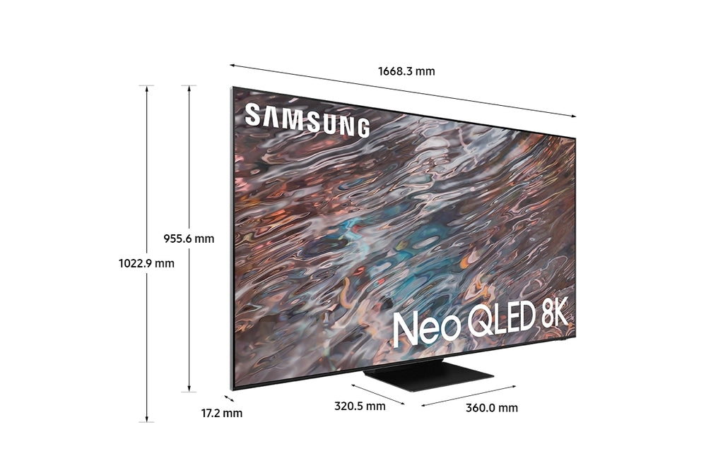 Samsung QA75QN800AWXXY 75 Inch QN800A Neo QLED 8K Smart TV, Dimensions