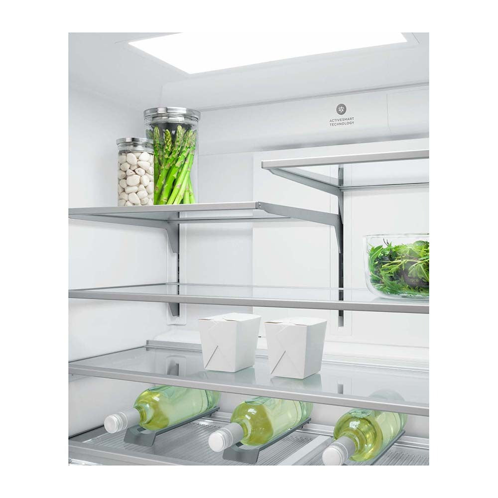 Fisher & Paykel 538L Quad Door Fridge Stainless Steel RF605QDUVX2, Glass shelf view