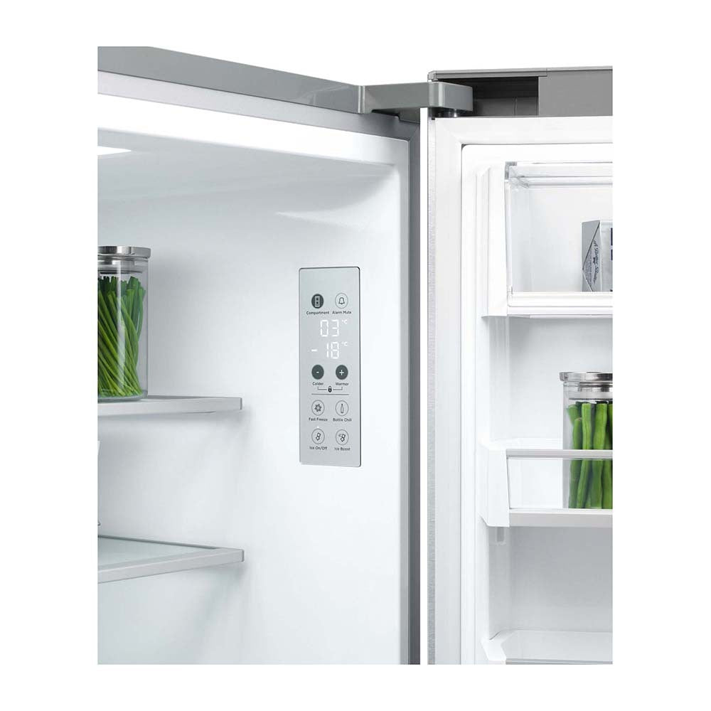 Fisher & Paykel 538L Quad Door Fridge Stainless Steel RF605QDUVX2, Temperature panel perspective view