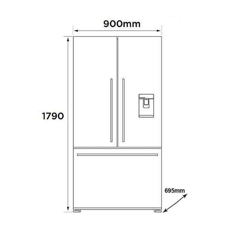 Fisher & Paykel 569L French Door Fridge RF610ADUSX5, Dimensions