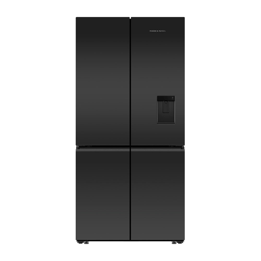 Fisher & Paykel 690L Quad Door Fridge Black Steel RF730QZUVB1 , Front view