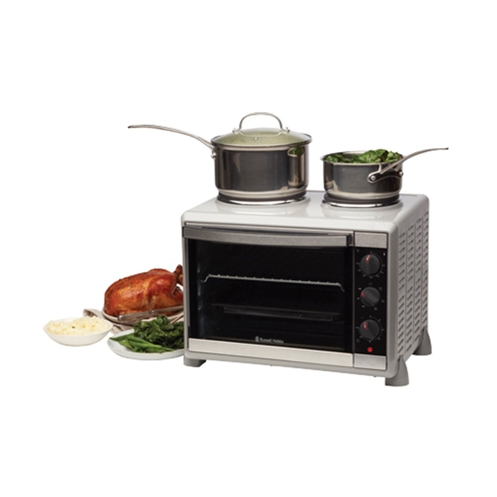 Russell Hobbs Portable Benchtop Oven with Cooktop RHTOV2HP, Front left view 2