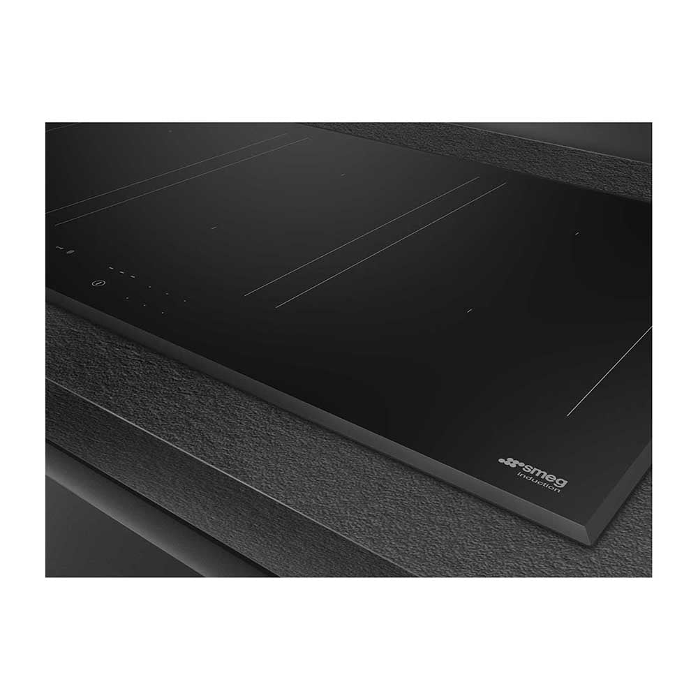 Smeg 90cm 6 Zone Induction Cooktop SAI3963B, Front top left view