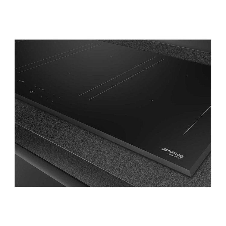 Smeg 90cm 6 Zone Induction Cooktop SAI3963B, Front top left view