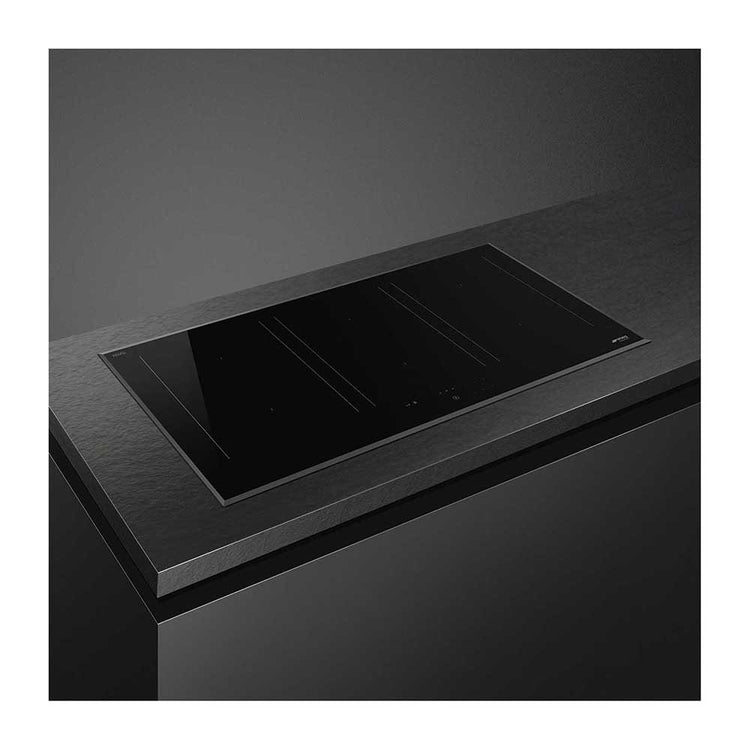 Smeg 90cm 6 Zone Induction Cooktop SAI3963B, Front top right view