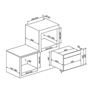 Smeg 60cm Stainless Steel Classic Compact Steam Oven SFA4390VX1, Dimensions