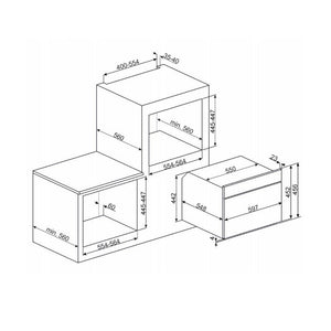 Smeg 50L 60cm Classic Compact Speed Oven SFA4395MCX, Dimensions
