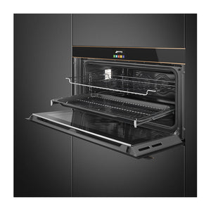 Smeg SFPR9604NR 90cm Dolce Stil Novo Pyrolytic Built-In Oven, Side view with front open