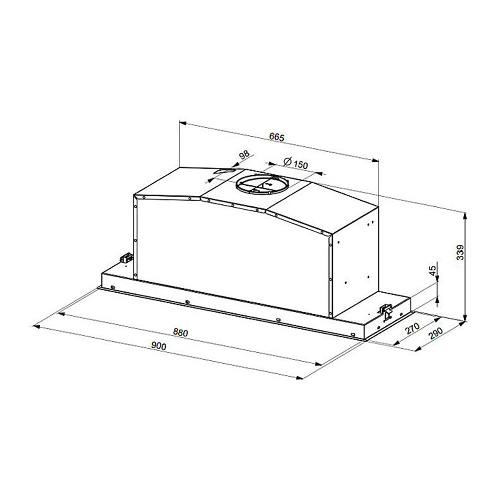 Smeg SHU970X 90cm Undermount Rangehood, Dimensions