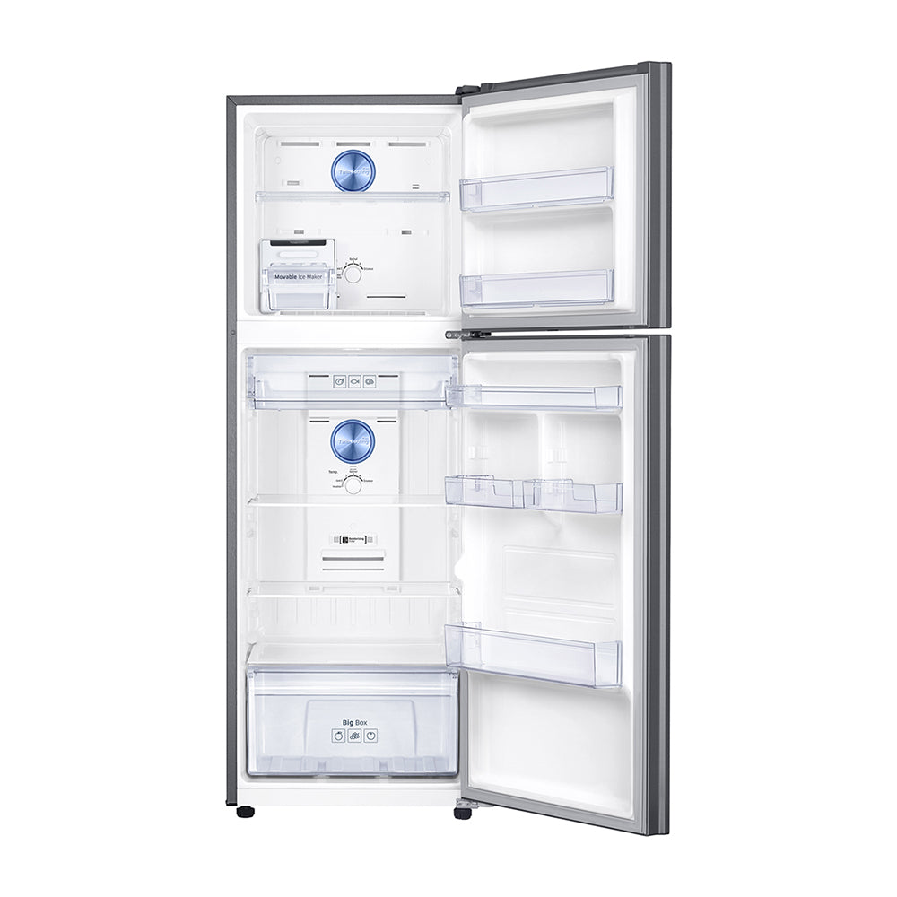 Samsung SR343LSTC 320L Steel Top Mount Refrigerator, Front view with open doors