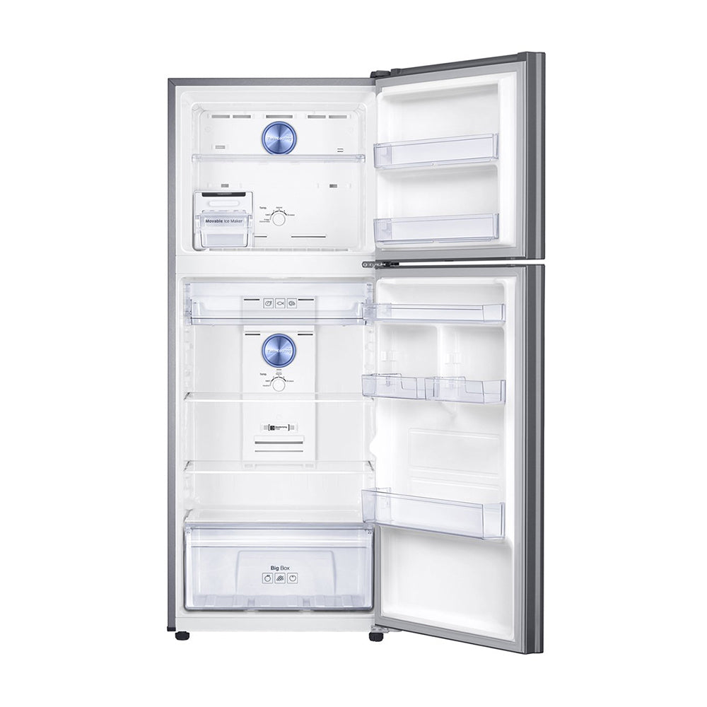 Samsung 364L Top Mount Fridge Stainless Steel SR400LSTC, Front view with doors open