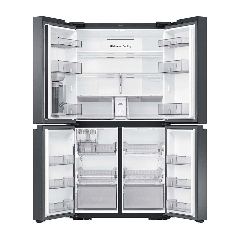 Samsung 649L French Door Fridge Black SRF7300BA, Front view with doors open