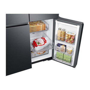 Samsung 637L Family Hub French Door Fridge Black SRF9300BFH, Bottom single door open with food items