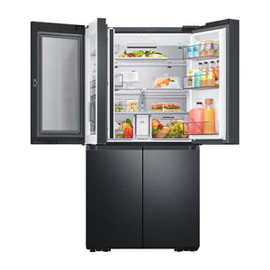 Samsung 637L Family Hub French Door Fridge Black SRF9300BFH, Top open with food items and bottles