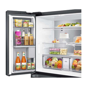 Samsung 637L Family Hub French Door Fridge Black SRF9300BFH, Door shelf view full of bottles and jars