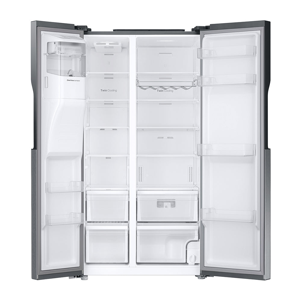 Samsung 589L Side By Side Fridge SRS588DLS, Front view with doors open