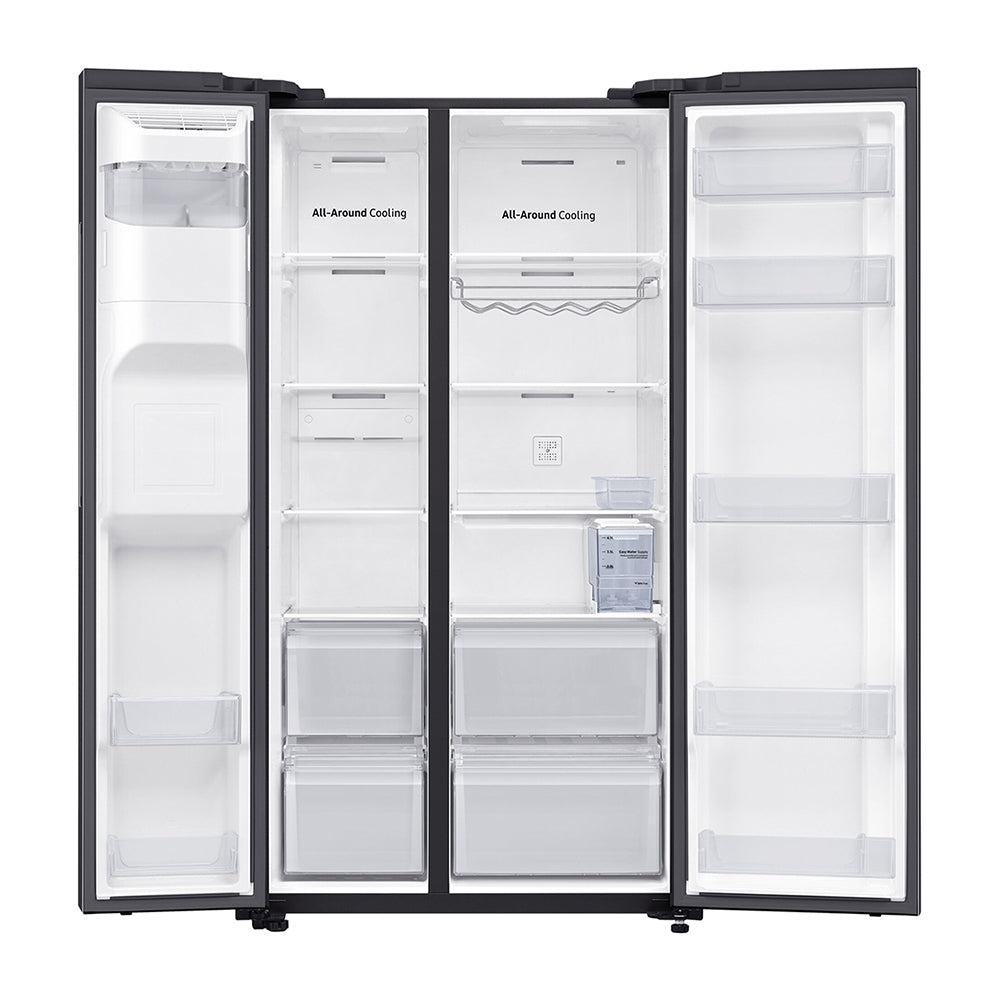 Samsung 635L Side By Side Fridge Black SRS673DMB, Front view with doors open