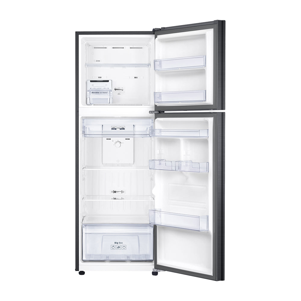 Samsung 326L Top Mount Fridge Black SRT3300B, Front view with doors open