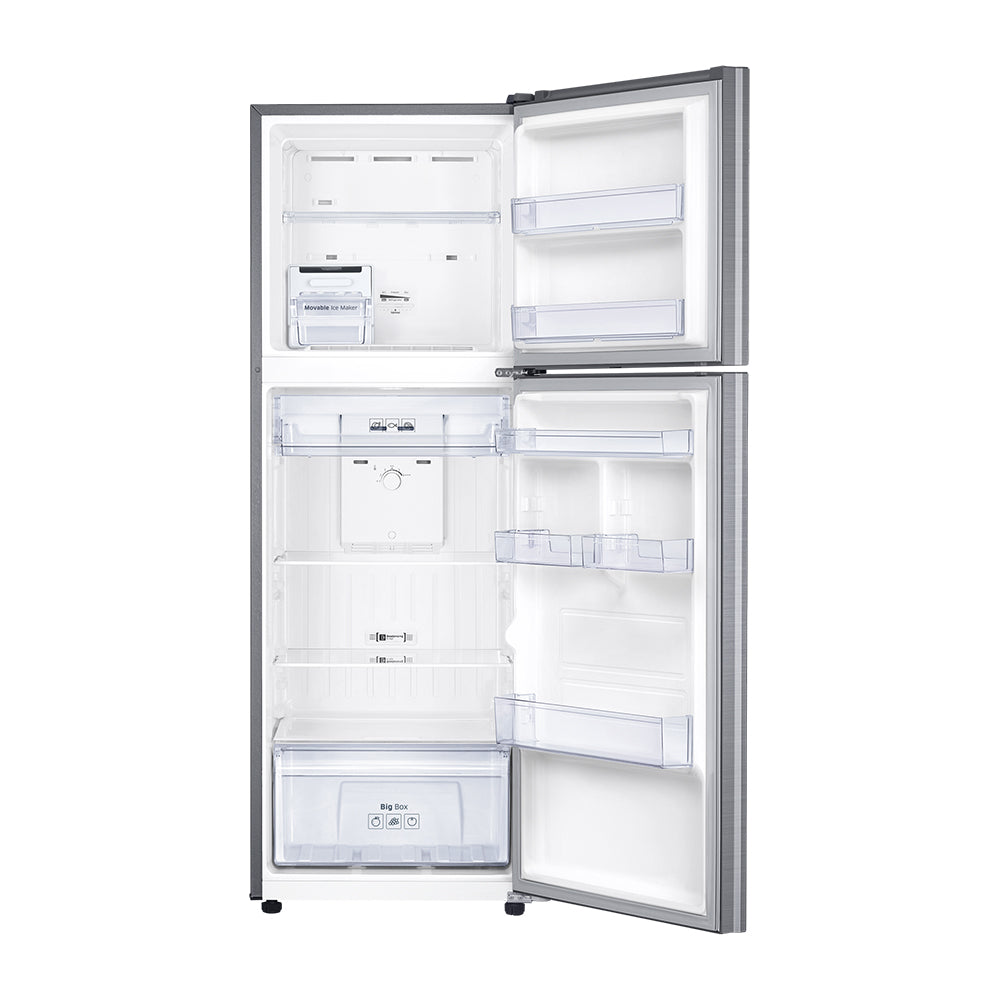 Samsung 326L Top Mount Fridge Stainless Steel SRT3300S, Front view with doors open