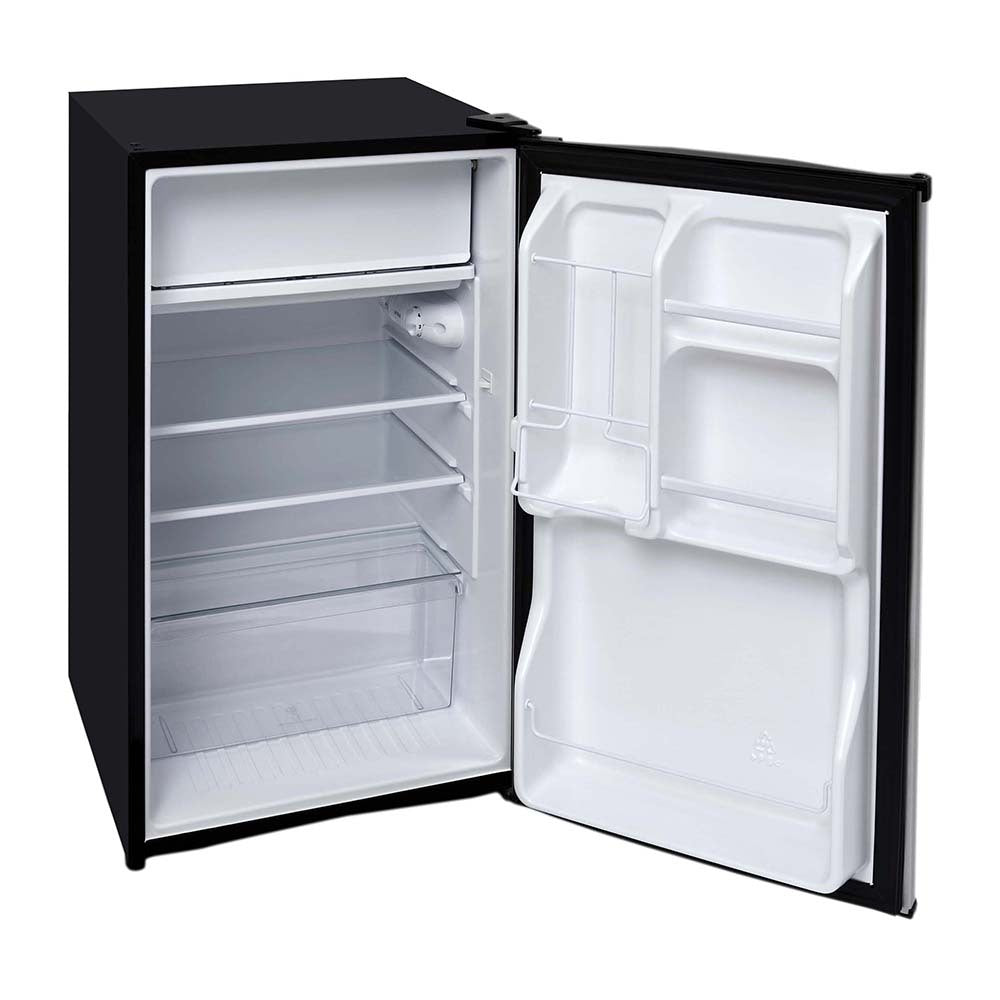 Teco 117L Bar Fridge Silver TBF117SMDE, Front right view with door open