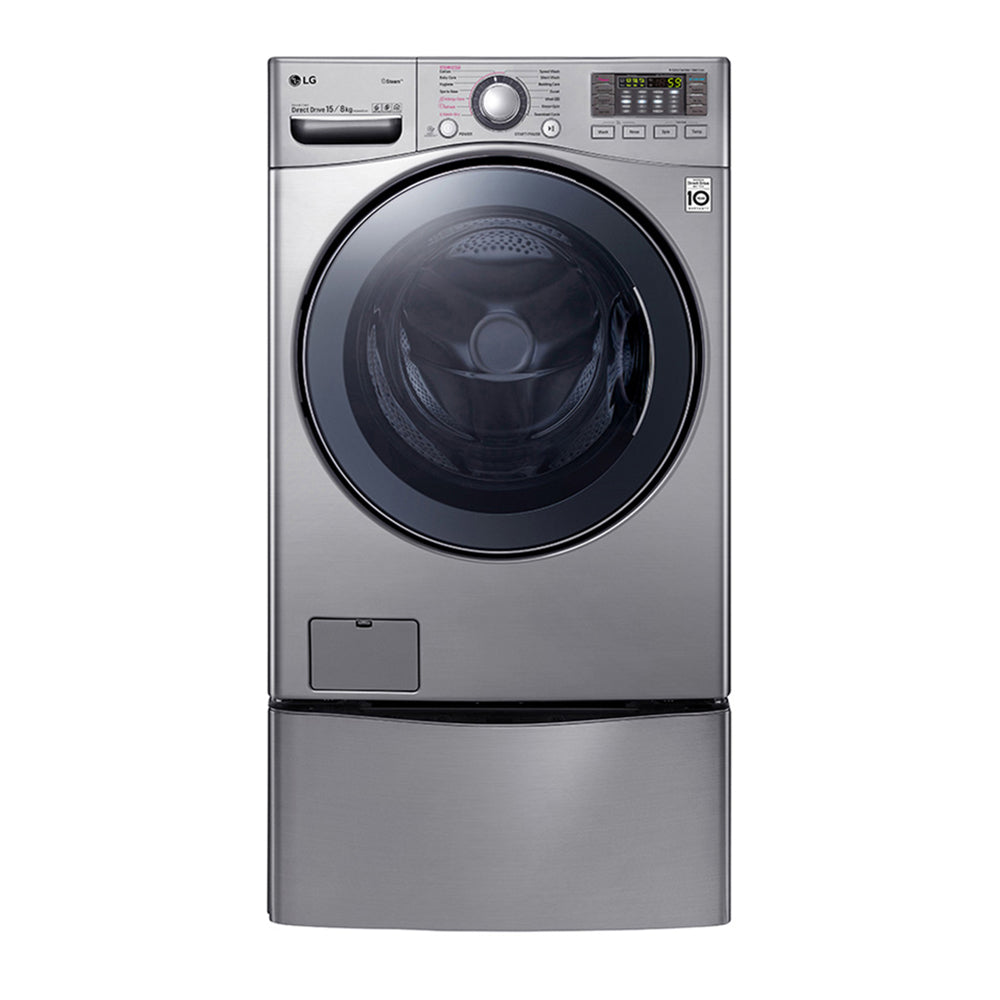 LG 17.5Kg Stainless Steel Twin Load Washing Machine TWIN171215S, Front view