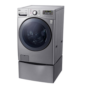 LG 17.5Kg Stainless Steel Twin Load Washing Machine TWIN171215S, Front left view